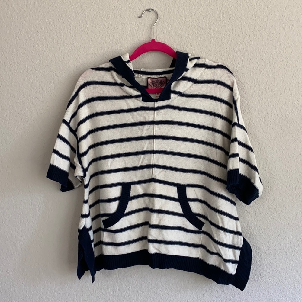 Juicy Couture Womens Size M Woven Hoodie T Shirt Sweatshirt Cardigan